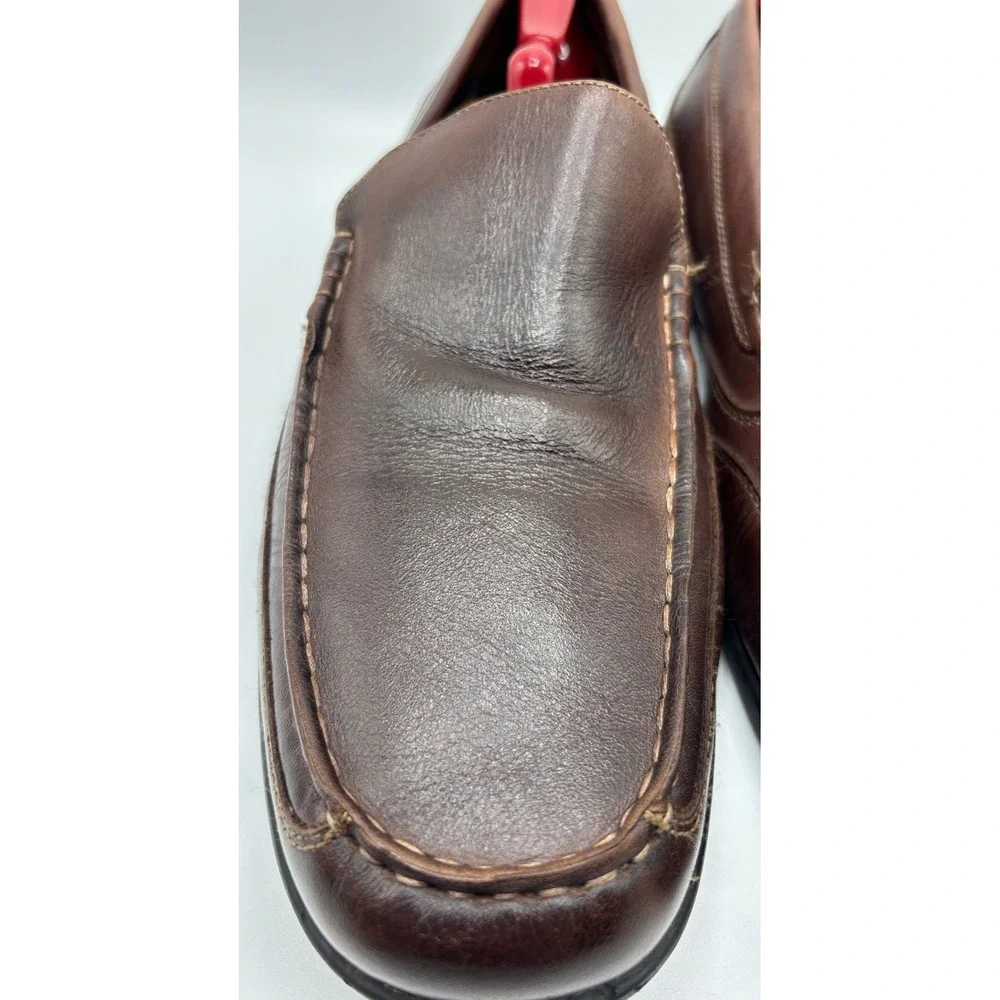 Nunn Bush Men's Brown Leather Moc Toe Slip On Loafers Comfort Casual Dress Shoes